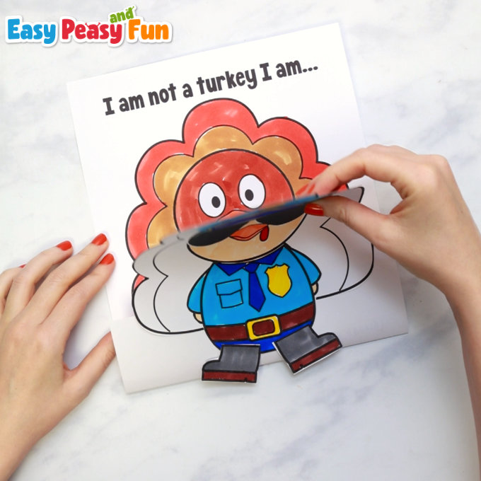 Disguise a turkey as a police officer printable template