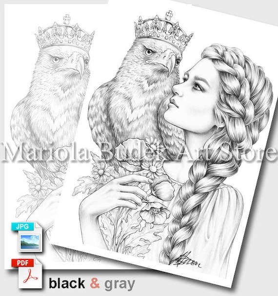 Independent poland mariola budek premium coloring page printable adult colouring pages book instant download grayscale ilustration pdf