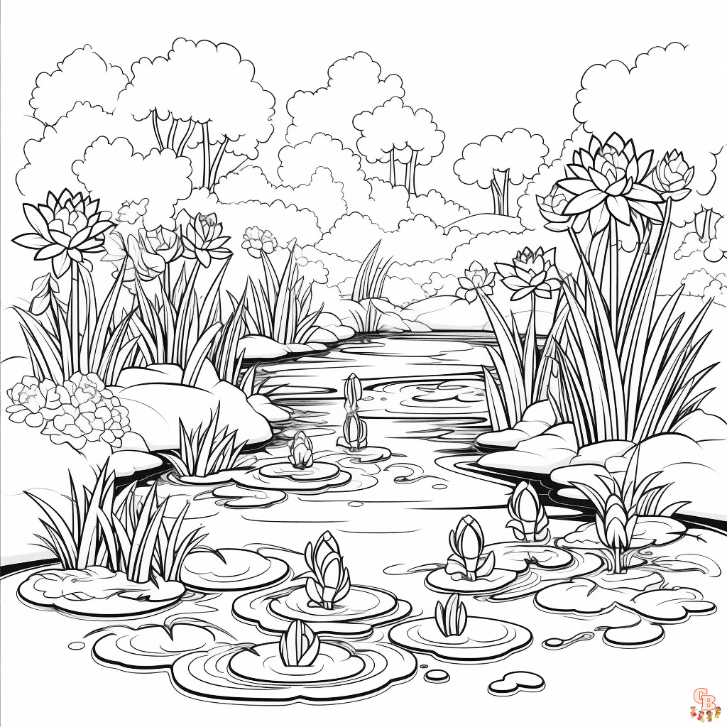 Printable pond coloring pages free for kids and adults