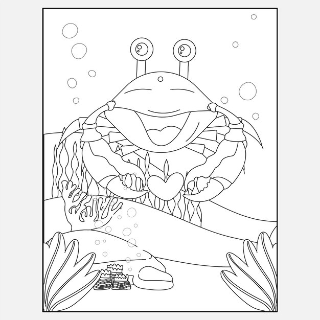 Premium vector printable crab ocean animals coloring pages for kids