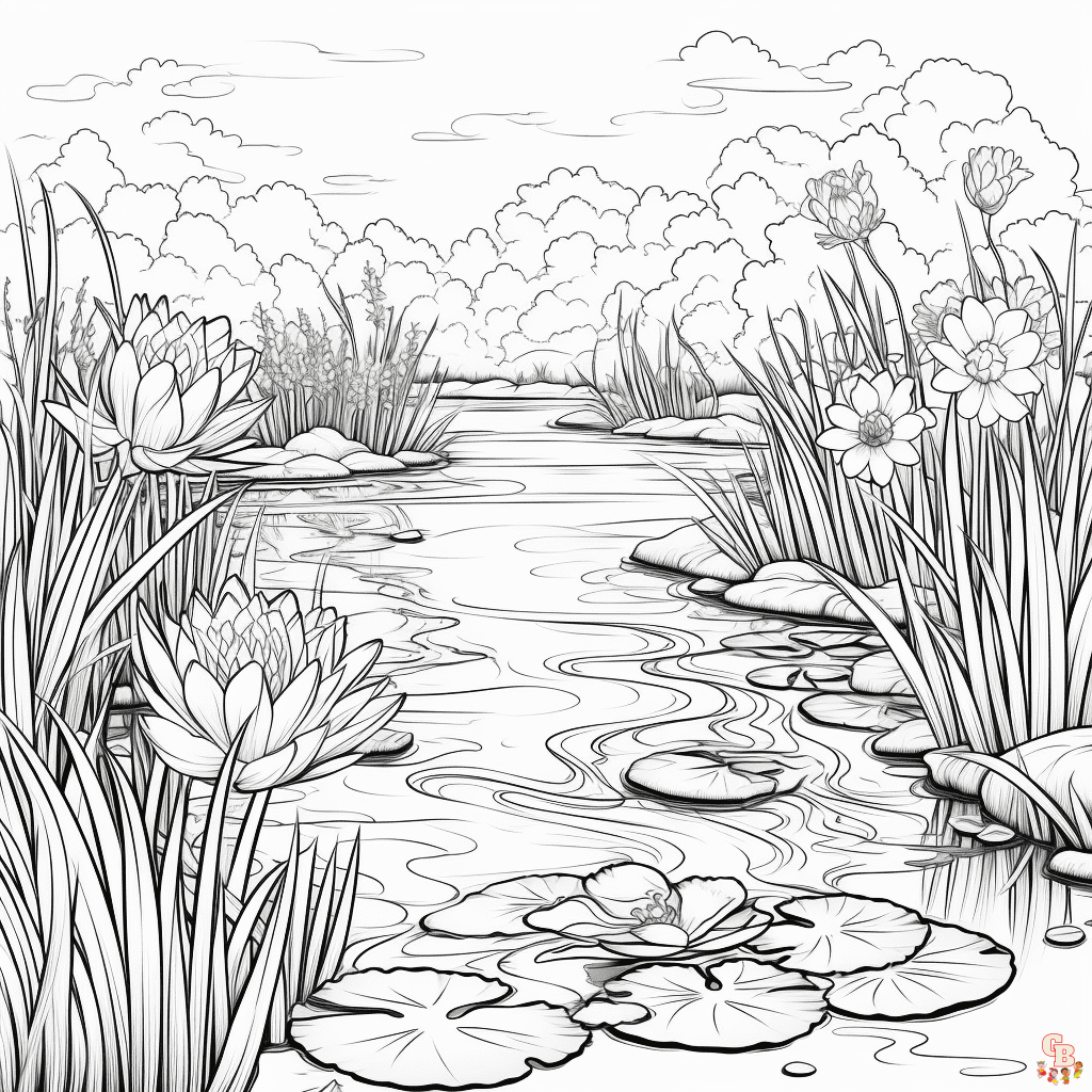 Printable pond coloring pages free for kids and adults