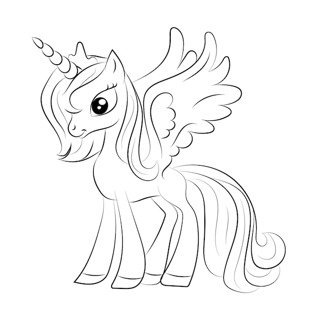 Premium vector unicorn kids coloring page vector blank printable design for children