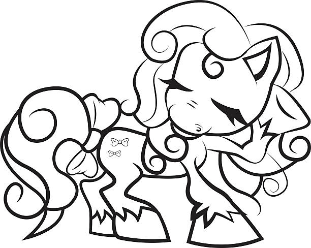 Pony coloring page for kids stock illustration