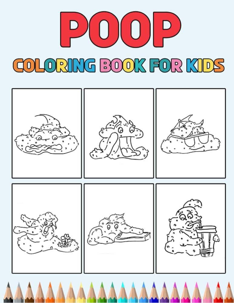 Poop coloring book for kids easy designs to color fun colouring activity workbook for little children boys girls pre k kindergarten preschool cute gift books for poops lovers