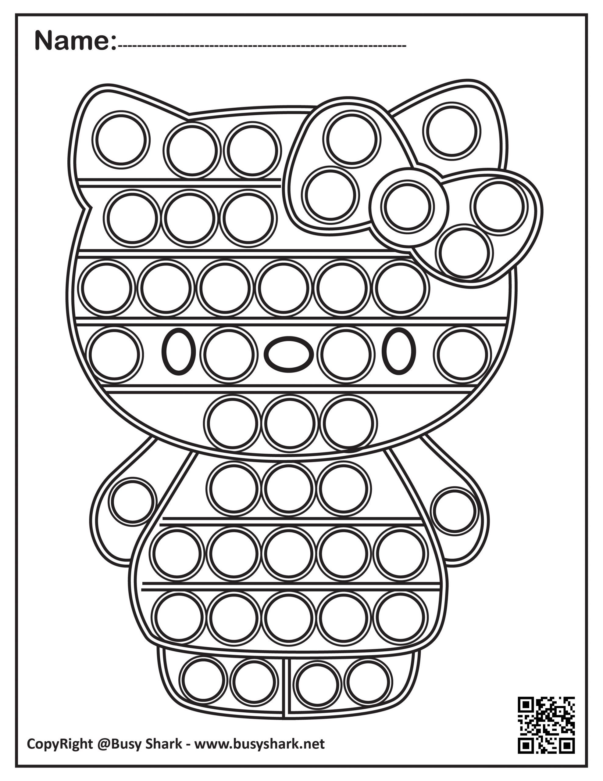 Hello kitty pop it coloring page free printable