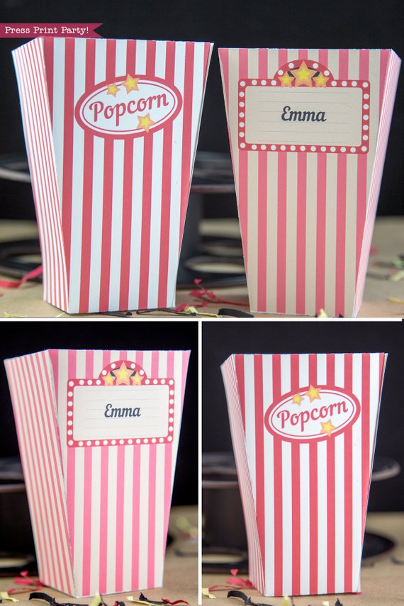 Popcorn box printables vintage look
