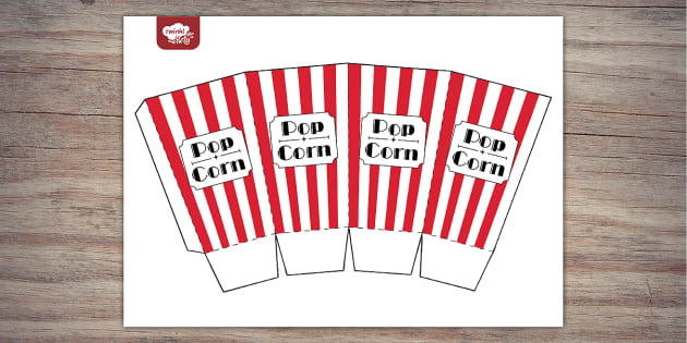 Stripy popcorn box craft template party