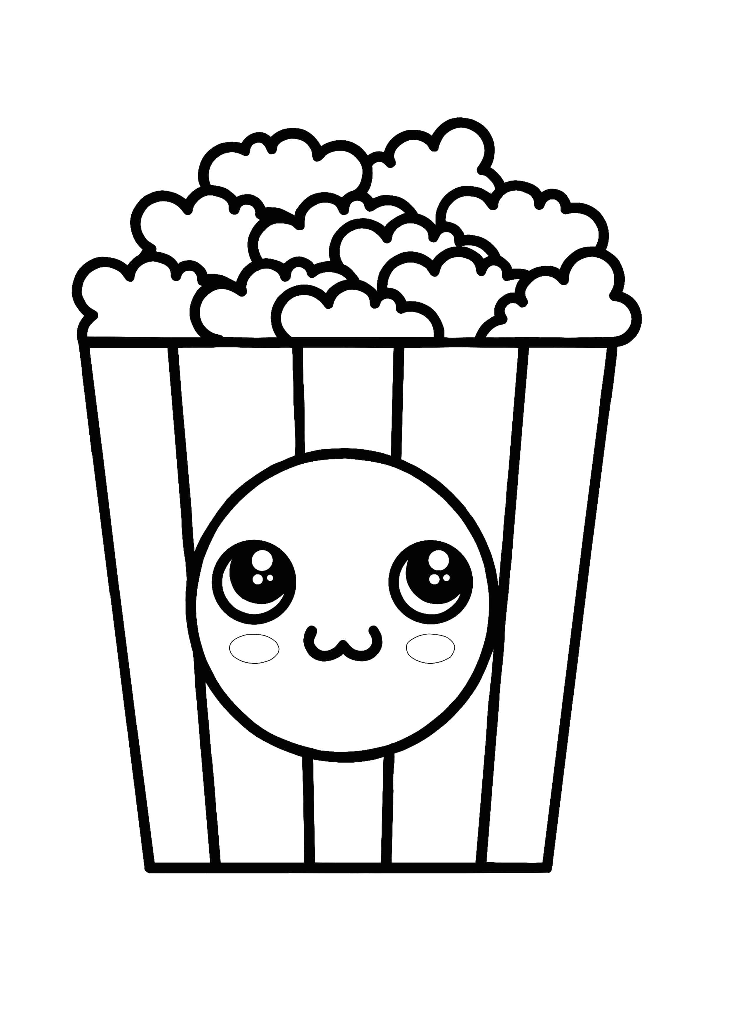 Kawaii popcorn coloring page desenhos fofos para colorir bonitos desenhos fãceis pãginas para colorir dinossauro