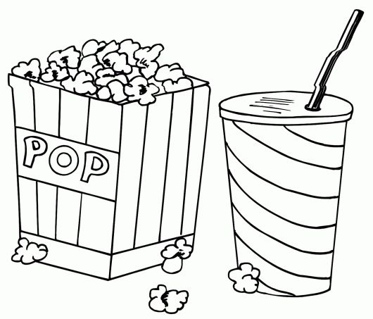 Pop corn and drink coloring sheet colored popcorn candy coloring pages food coloring pages