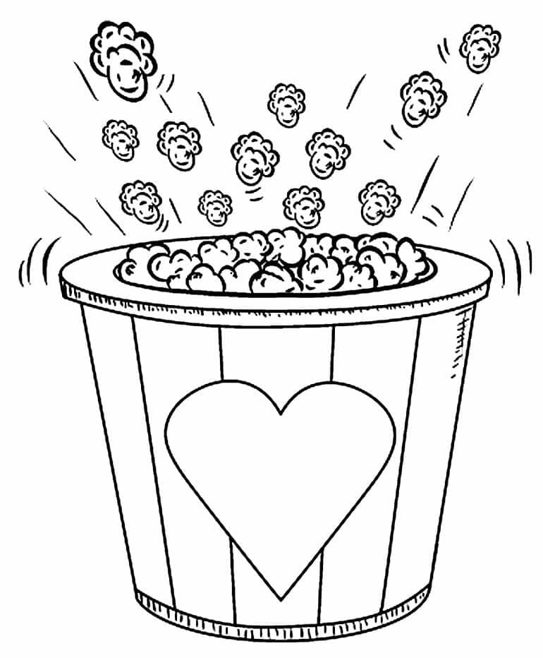 Free drawing of popcorn coloring page