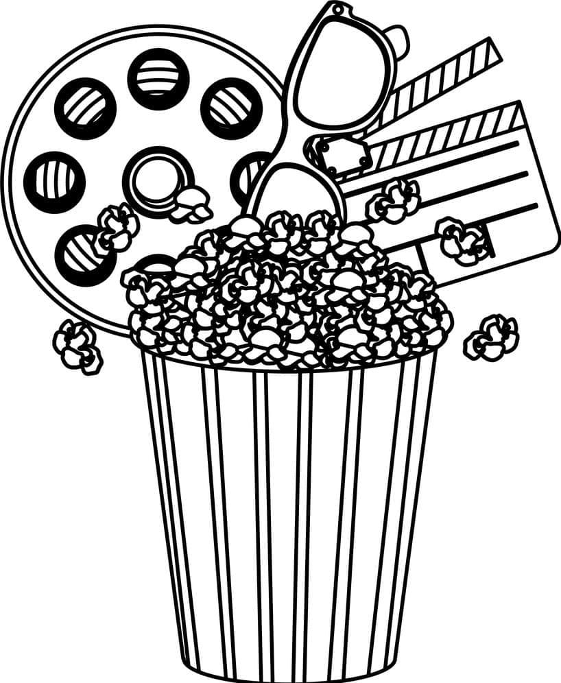 Pop corn with reel coloring page