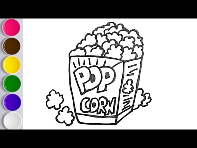 How to draw popcorn easy drawing painting and coloring for kids toddlers