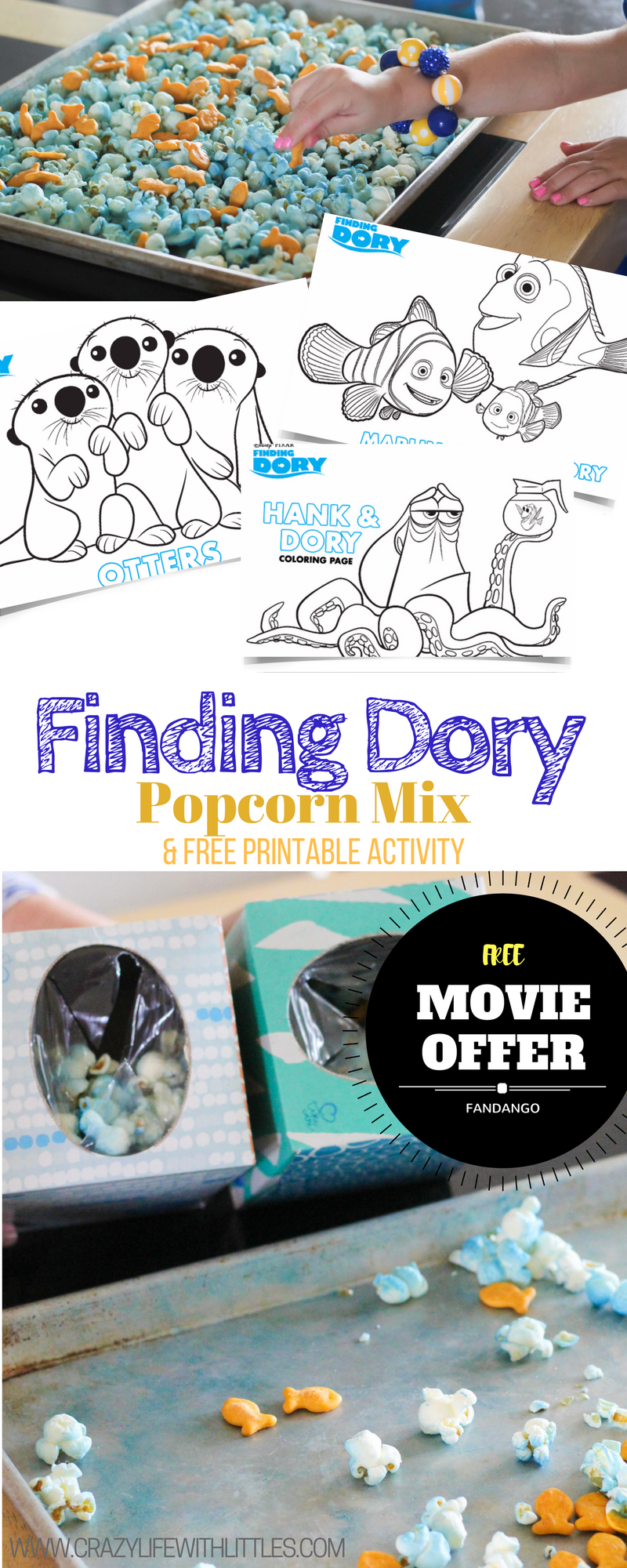 Finding dory movie popcorn with free printable coloring sheets