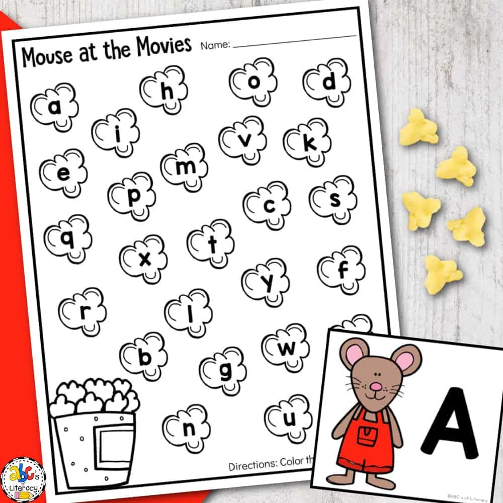 Mouse popcorn letter find activity