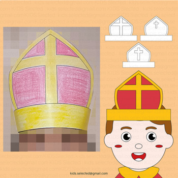 St nicholas day hat craft miter headband crown writing coloring activities art