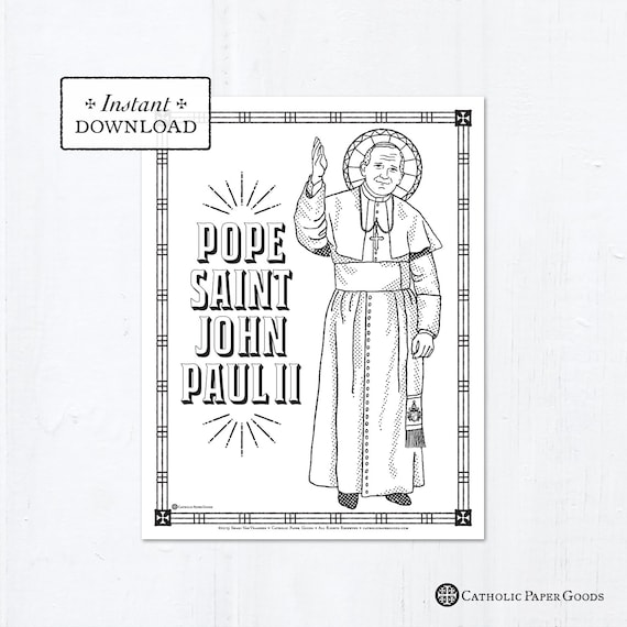 Catholic coloring page pope saint john paul ii catholic saints printable coloring page digital pdf