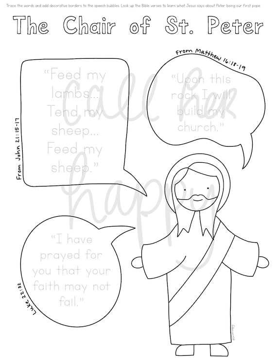 Chair of st peter pope papal printable coloring page sheet