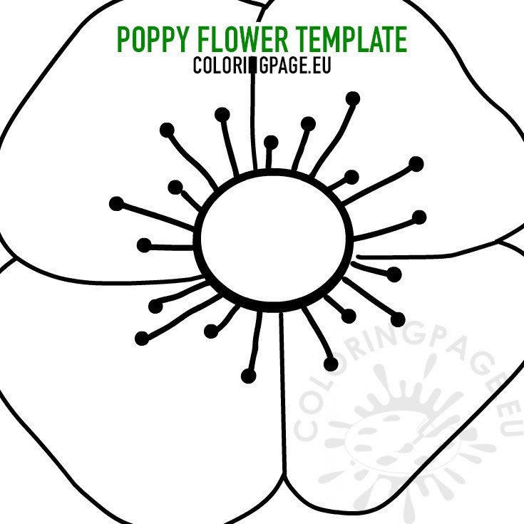 Free printable poppy flower coloring page
