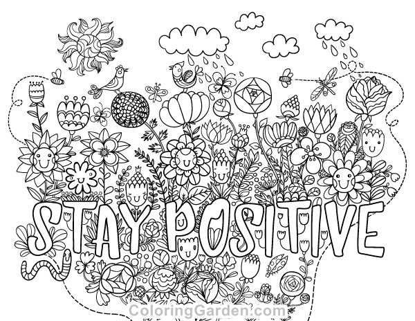 Stay positive adult coloring page