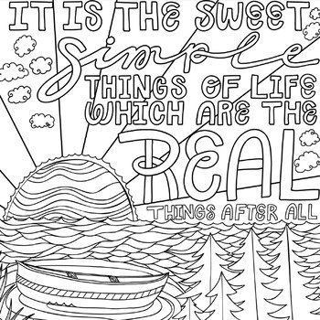 Sweet simple things positive mindset nature camping coloring page printable