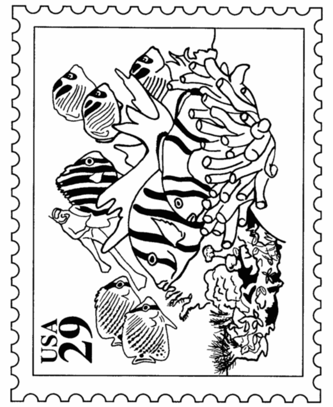 Bluebonkers tropical fish stamp