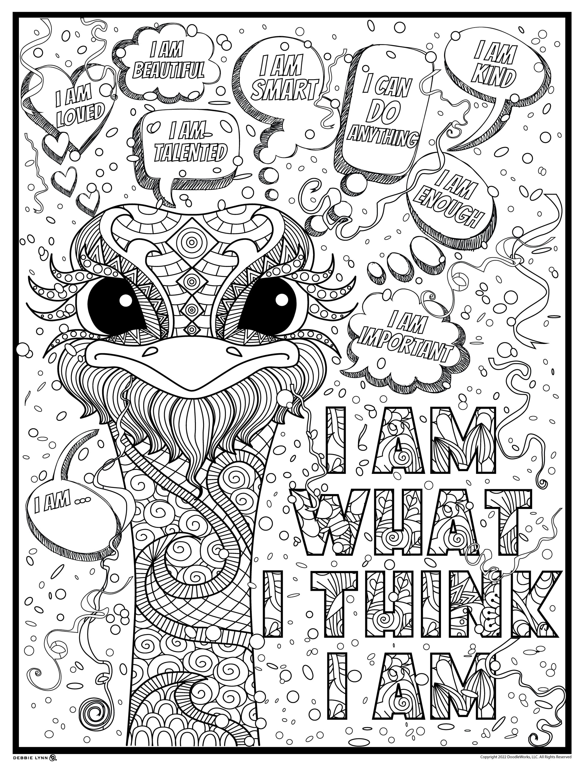 I am what i think about personalized giant coloring poster x â debbie lynn