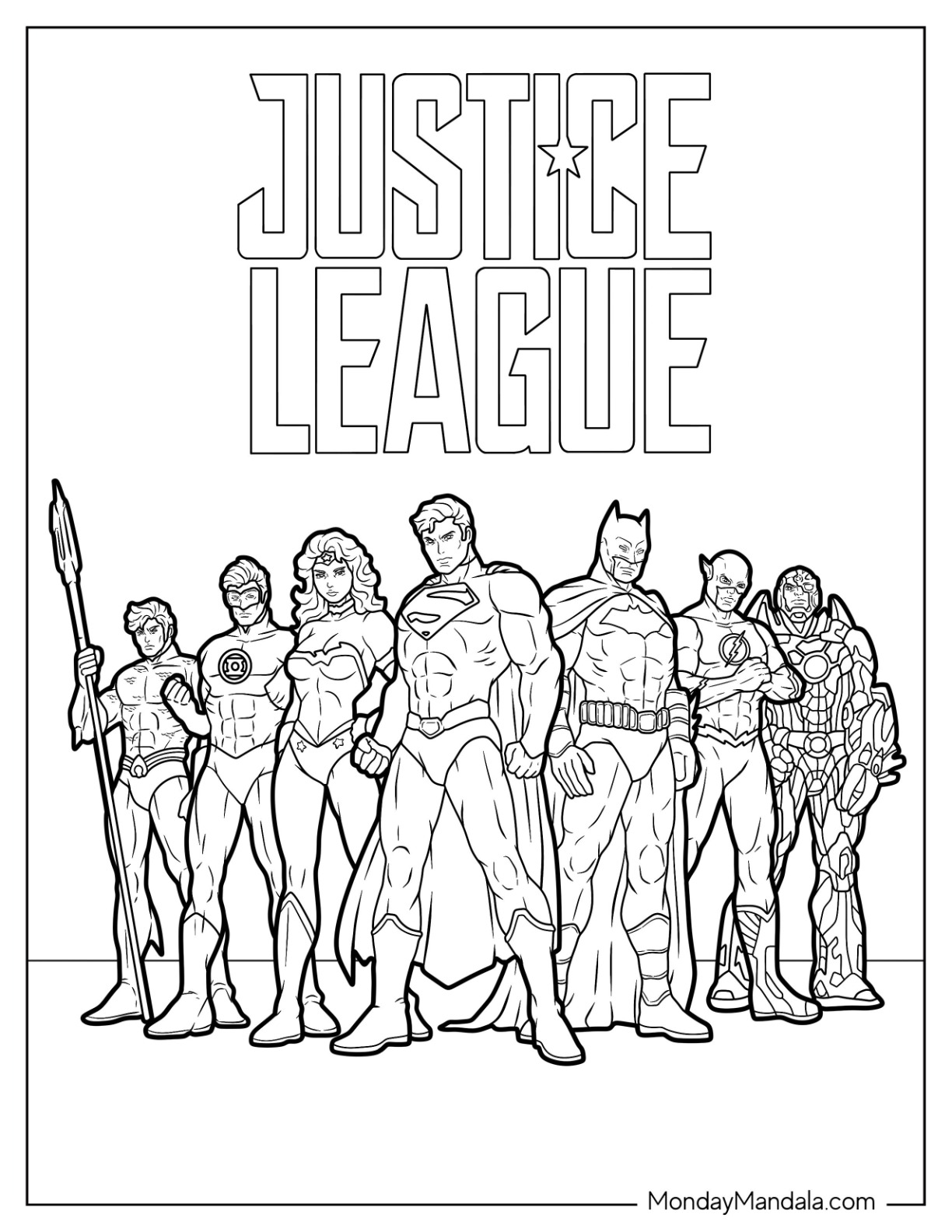 Justice league coloring pages free pdf printables