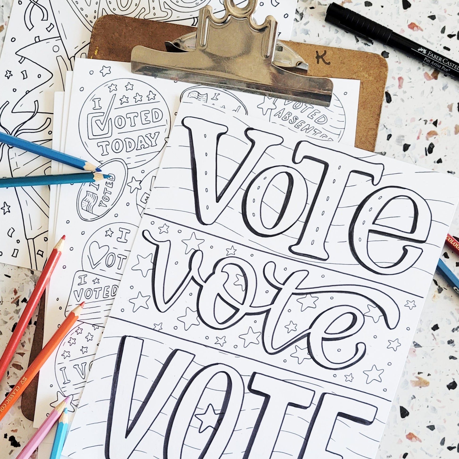 Vote posters coloring pages free printable download gotv â sketchy notions