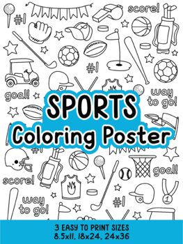 Jumbo coloring poster sports coloring pages doodle printable tpt