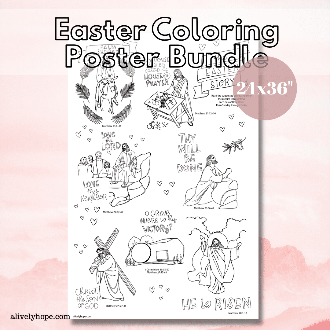 Easter story coloring bundle coloring poster coloring pages a lively hope