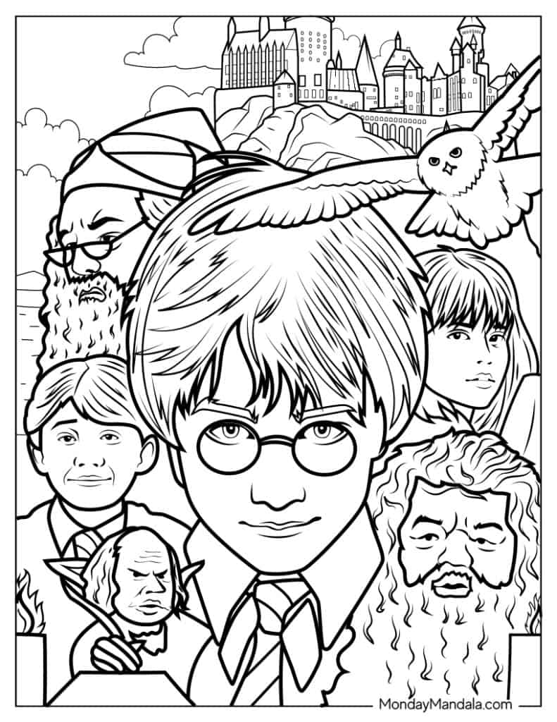 Harry potter coloring pages free pdf printables