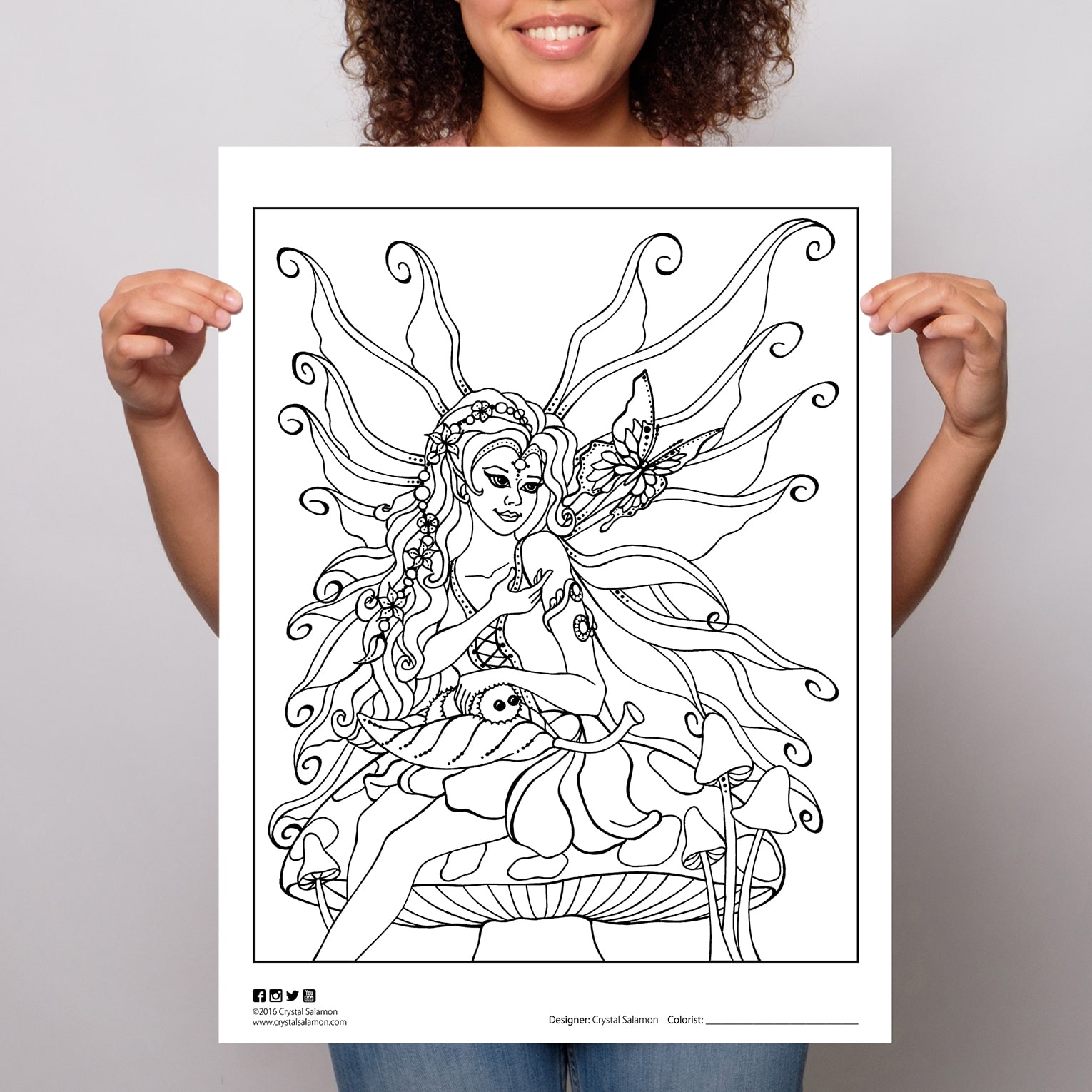 Fairy colouring page poster