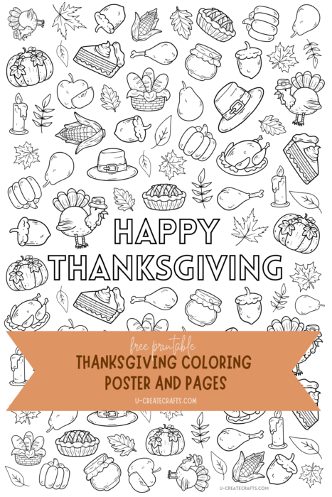 Thanksgiving coloring poster printable