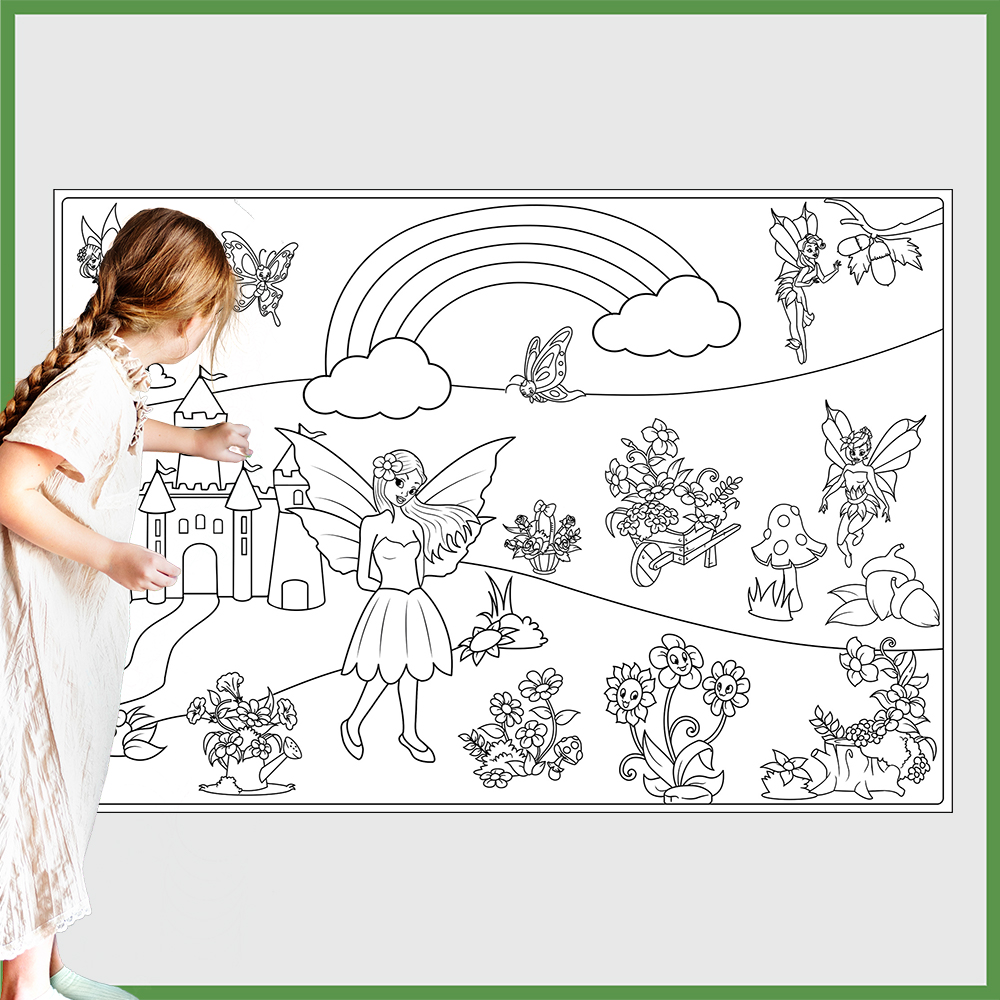 Printable giant coloring poster â fairies and flowers â giant coloring posters