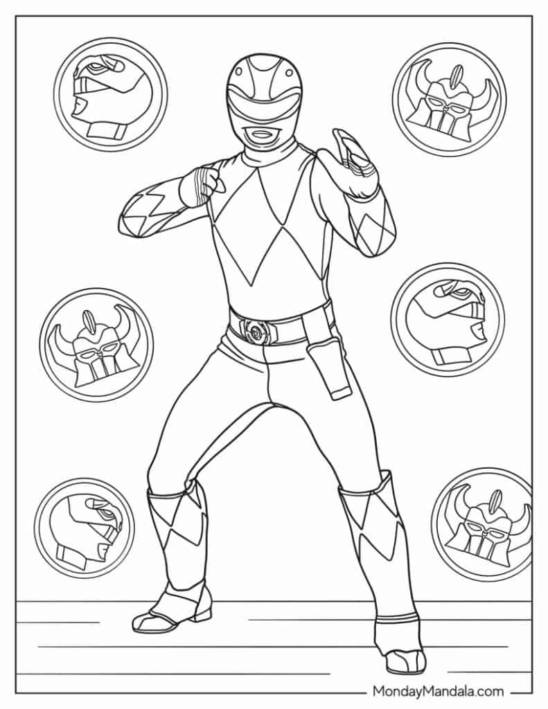 Power rangers coloring pages free pdf printables