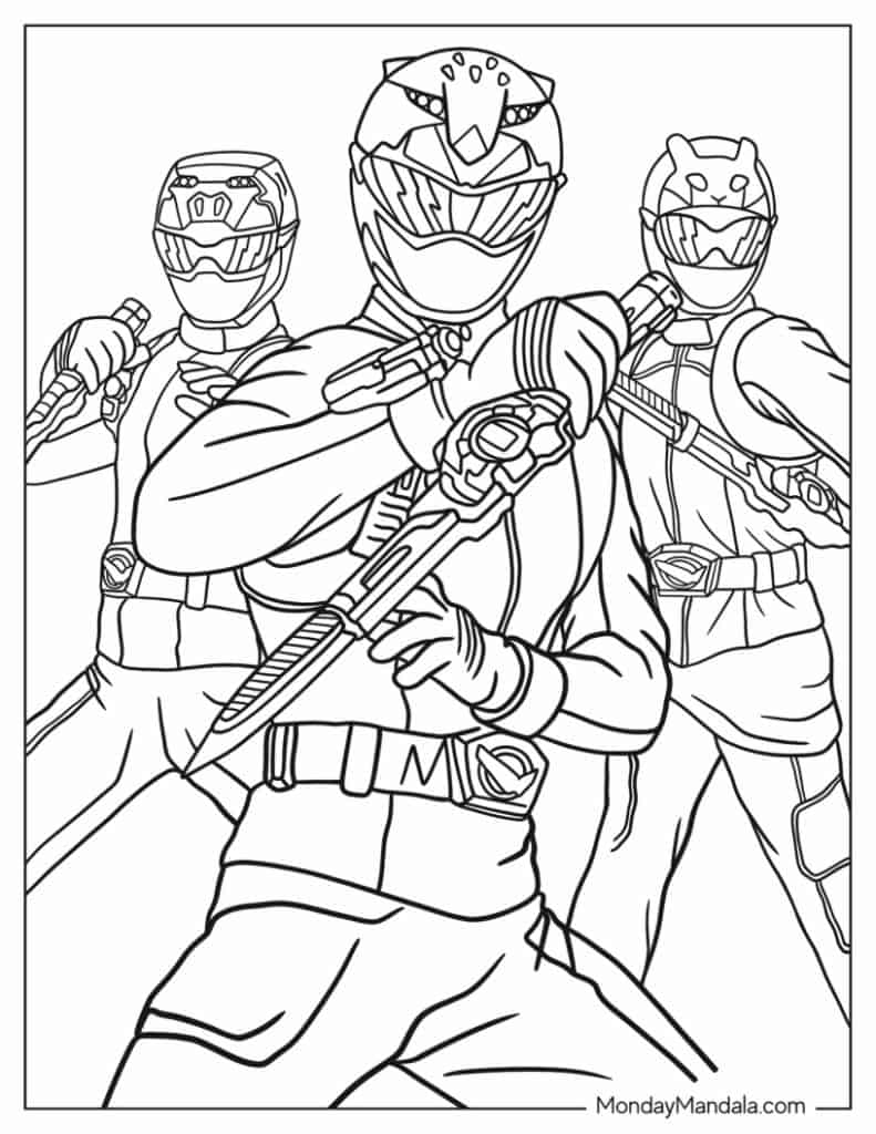 Power rangers coloring pages free pdf printables