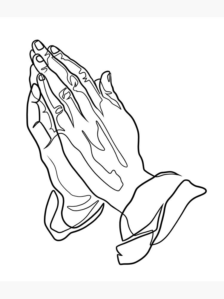 Praying hands one line illustration canvas print by singleliner