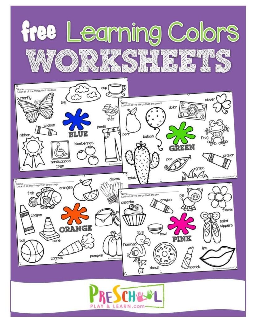 Free printable color worksheets for kids