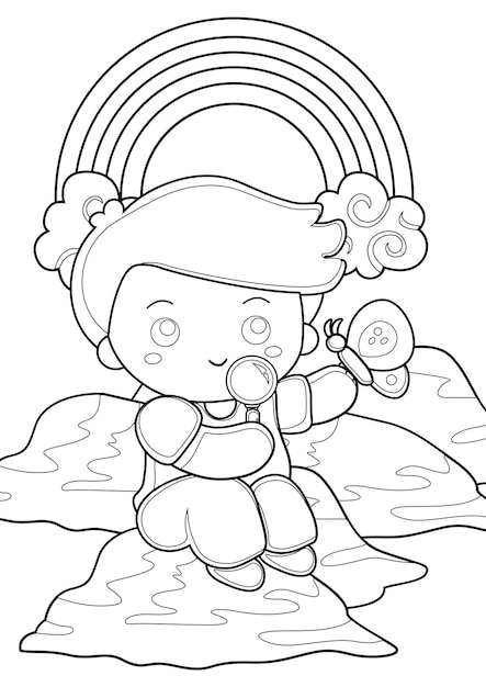 Premium vector coloring pages for kids a page garden play theme
