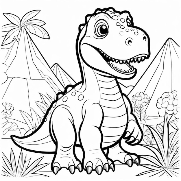 Premium ai image printable dinosaur coloring page for kids