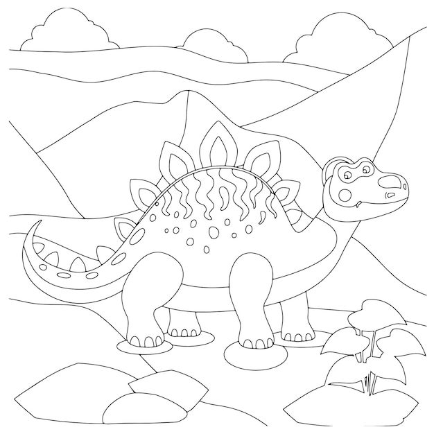 Premium vector dinosaur coloring pages for kids printable