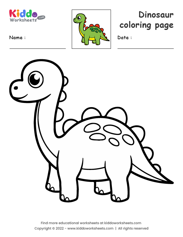 Free printable dinosaur coloring page worksheet