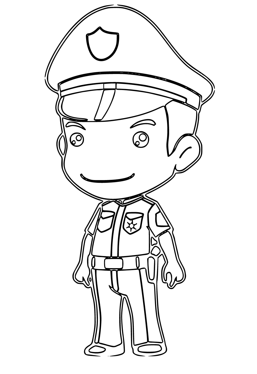 Free printable police cute coloring page for adults and kids