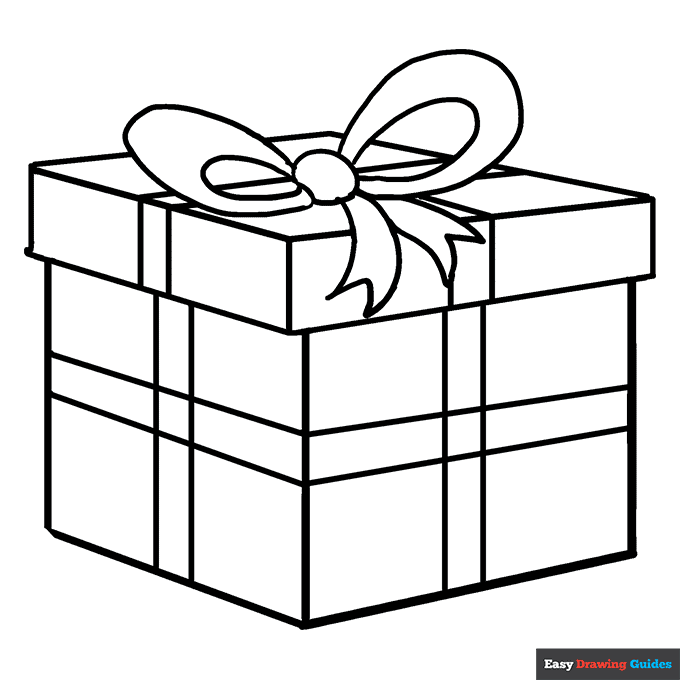 Christmas present coloring page easy drawing guides