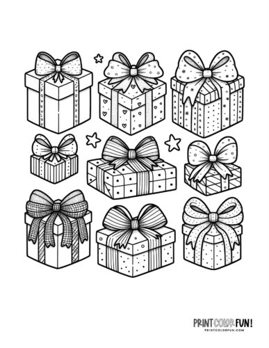 Christmas present clipart coloring pages plus quick easy activities you can do with em at