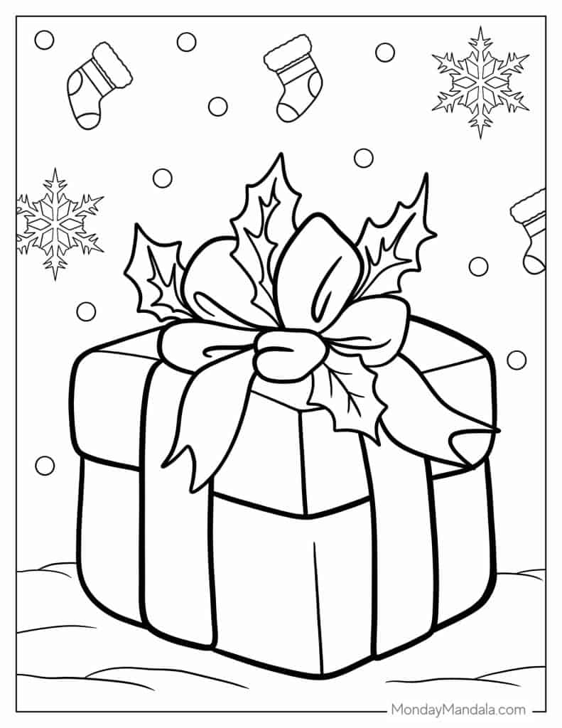 Christmas present coloring pages free pdf printables