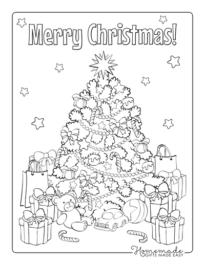 Christmas tree coloring pages for kids adults