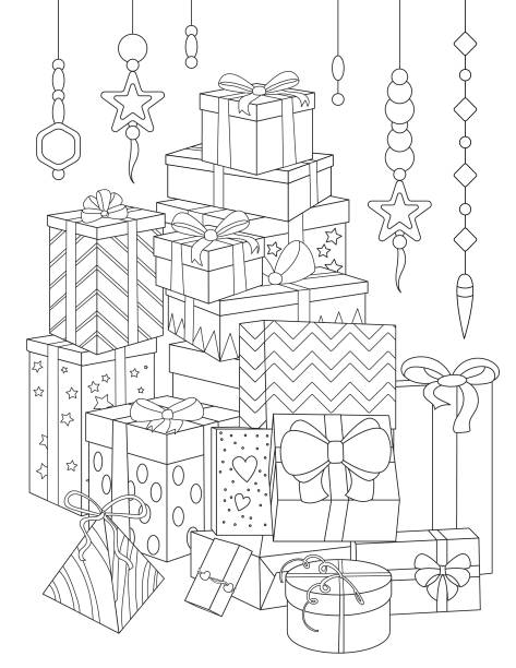 Christmas presents coloring pages stock photos pictures royalty