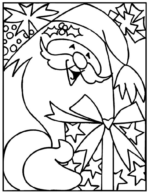 Christmas santa with gifts free coloring page for kids