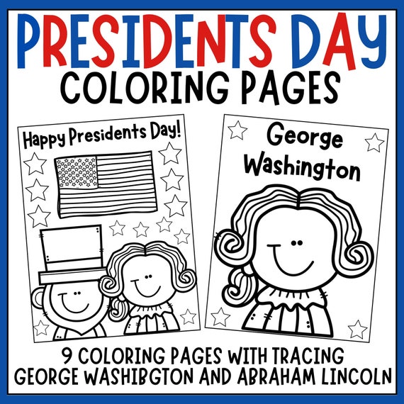 Presidents day coloring pages and tracing george washington abraham lincoln instant download printables download now